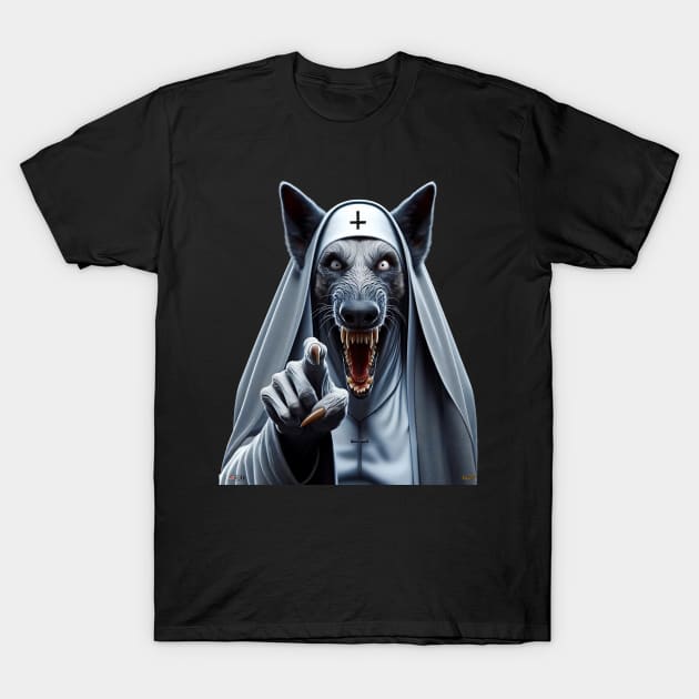 Scary Doggie Nun T-Shirt by Darn Doggie Club by focusln